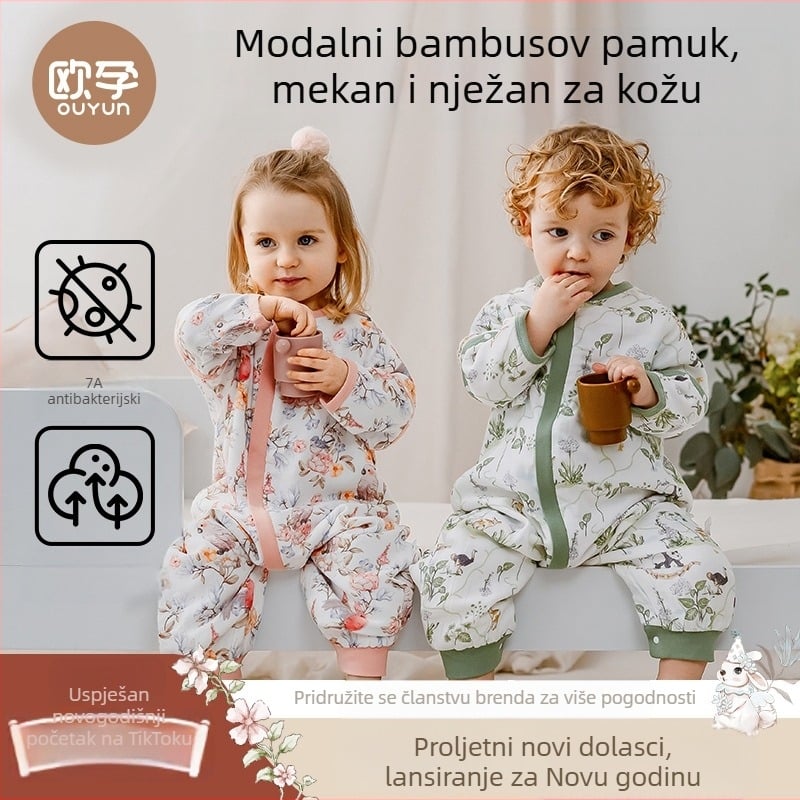 Dječji spavaći vreć za proljeće i ljeto, bambus-pamučna gazirana tkanina, s odvojenim nogama, za sve sezone