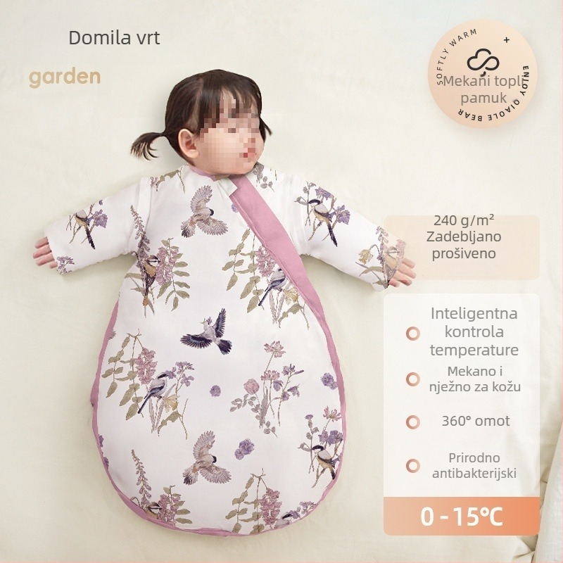 Dječji spavaći vreć za jesen i zimu, debeli model, za novorođenčad i djecu, regulacija temperature, univerzalni, kašmir punilo, vanjska tkanina 100% pamuk