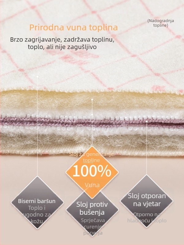 Ženski topli prsluk s vunenim punjenjem za jesen i zimu, podstavljeni flisom i deblji, unutarnji sloj za školsku uniformu