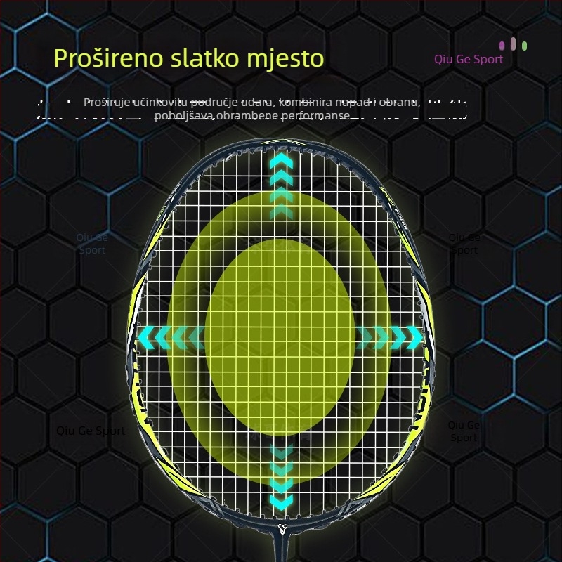 YImiba badminton reketa, potpuno karbonska, 30T konfiguracija, najlonske žice, težina 80–84 g, sveobuhvatna izvedba