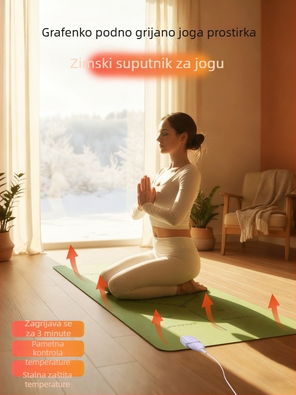Grafen grijana joga podloga, PU+guma, protuklizna, 5 mm, 3500 g