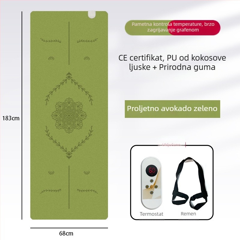 Grafen grijana joga podloga, PU+guma, protuklizna, 5 mm, 3500 g