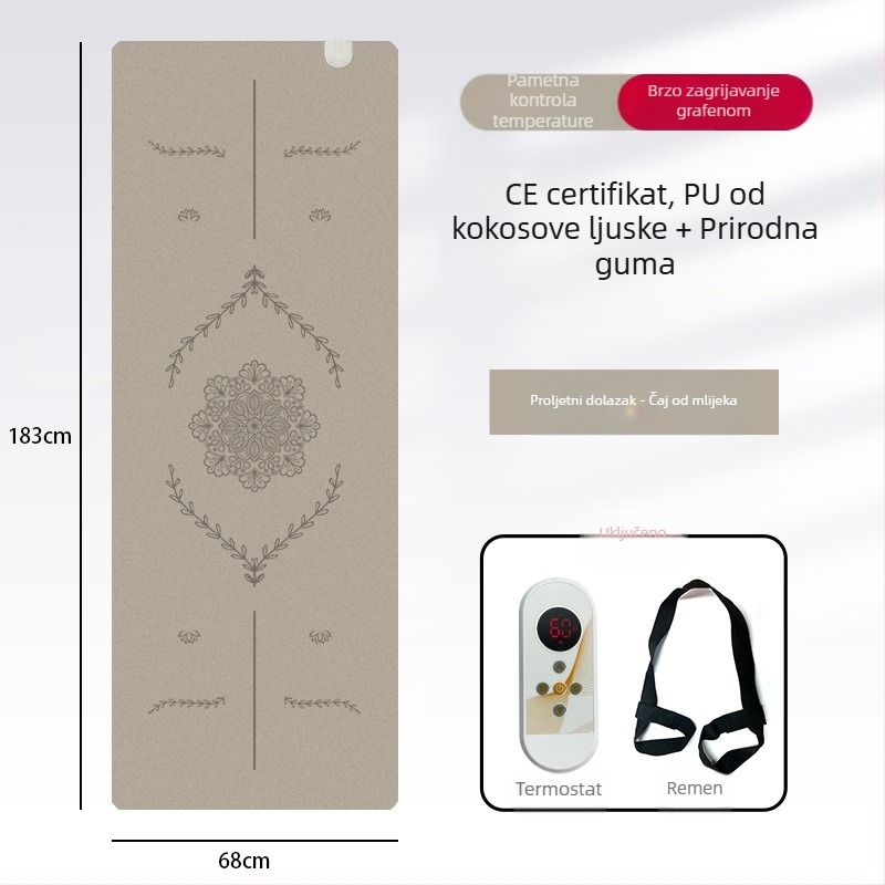 Grafen grijana joga podloga, PU+guma, protuklizna, 5 mm, 3500 g