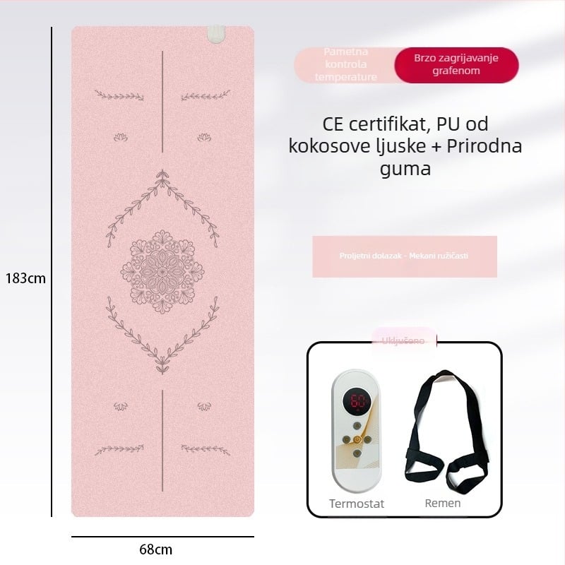Grafen grijana joga podloga, PU+guma, protuklizna, 5 mm, 3500 g