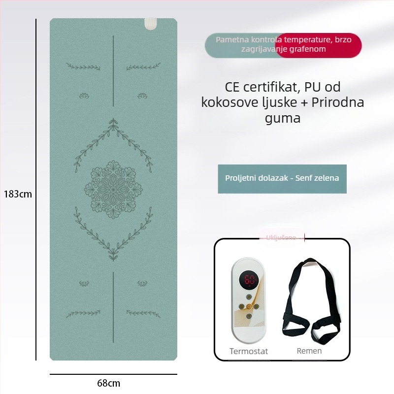 Grafen grijana joga podloga, PU+guma, protuklizna, 5 mm, 3500 g