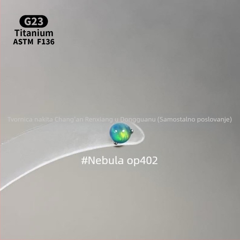 Unisex geometrijski opalni naušnice od titanijske legure F136, polirane, unutarnji navoj za usne/ucho