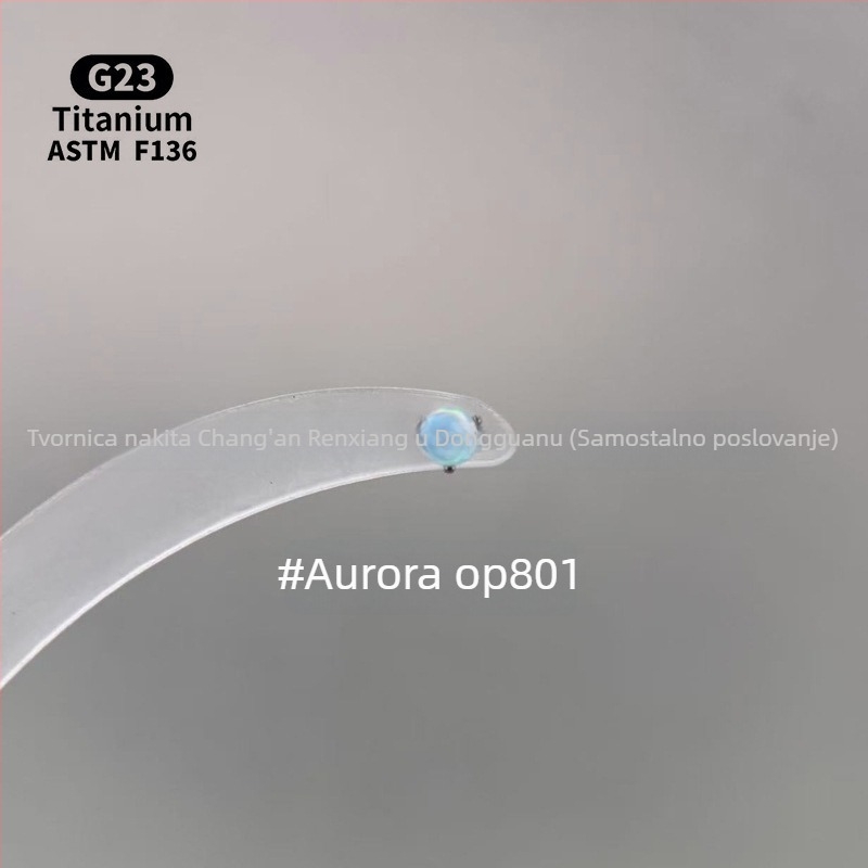 Unisex geometrijski opalni naušnice od titanijske legure F136, polirane, unutarnji navoj za usne/ucho