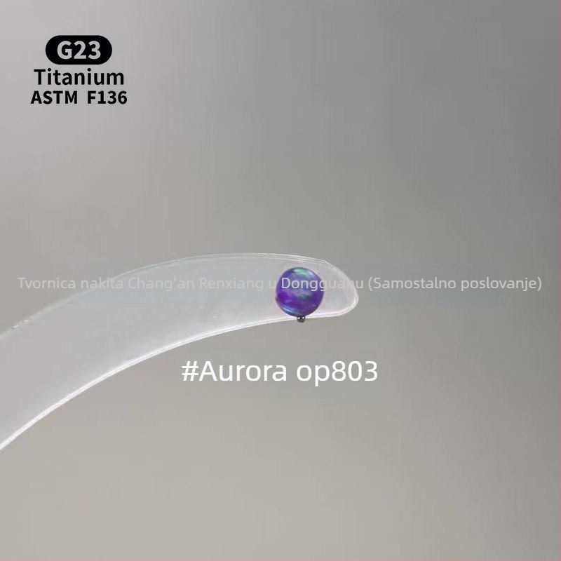 Unisex geometrijski opalni naušnice od titanijske legure F136, polirane, unutarnji navoj za usne/ucho