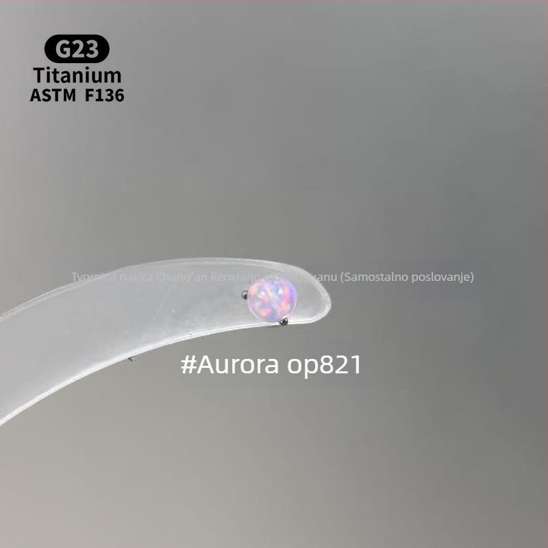 Unisex geometrijski opalni naušnice od titanijske legure F136, polirane, unutarnji navoj za usne/ucho