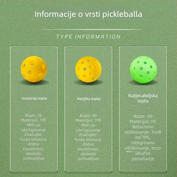 Set lopti za indoor pickleball – 26/40 rupa, TPE/PE materijal, jednodjelna rotomold konstrukcija