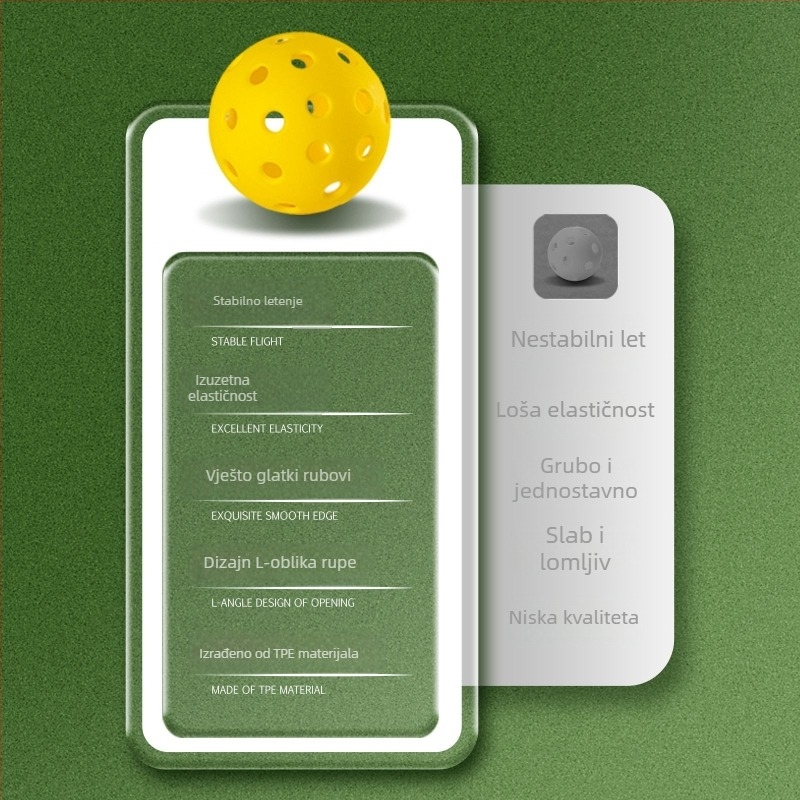 Set lopti za indoor pickleball – 26/40 rupa, TPE/PE materijal, jednodjelna rotomold konstrukcija