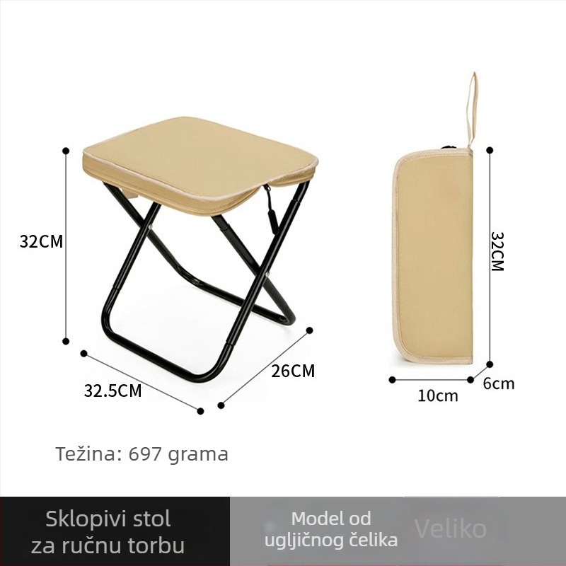 Prijenosni sklopivi stol s ručkom – kompaktna kamperska stolica za kampiranje, piknik i ribolov