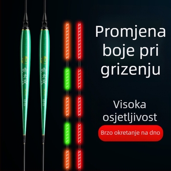 Elektronički plovak za ribolov sa svjetlom, indikator zagriza, mijenja boju, kratke noge, vitko tijelo, za dnevno i noćno ribarenje
