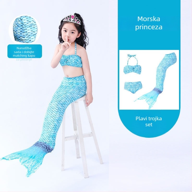Dječji set: haljina princeze sirene s repom i kupaći za djevojčice • Materijal: najlon • Sastav Vinylon 96–100% • Podstava polipropilen 96–100%