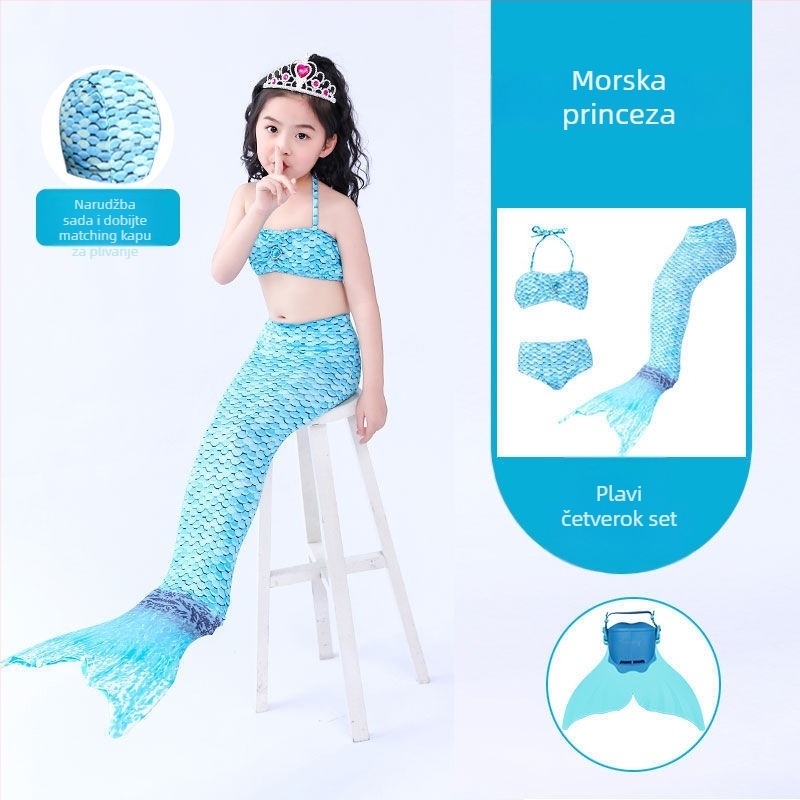 Dječji set: haljina princeze sirene s repom i kupaći za djevojčice • Materijal: najlon • Sastav Vinylon 96–100% • Podstava polipropilen 96–100%