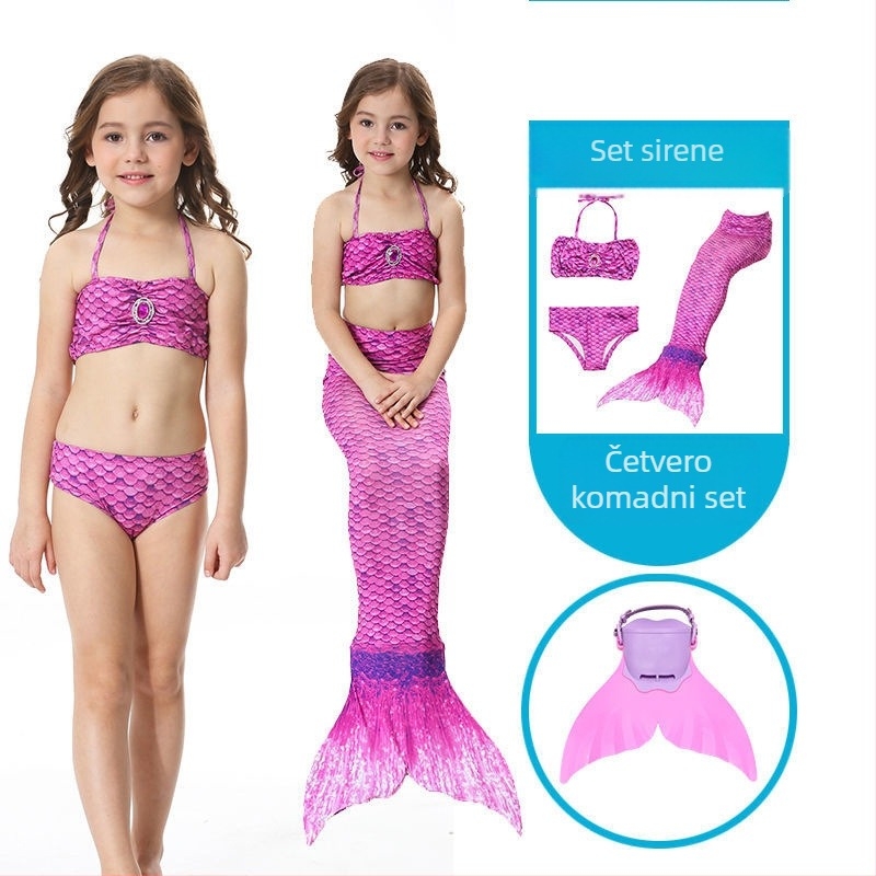 Dječji set: haljina princeze sirene s repom i kupaći za djevojčice • Materijal: najlon • Sastav Vinylon 96–100% • Podstava polipropilen 96–100%