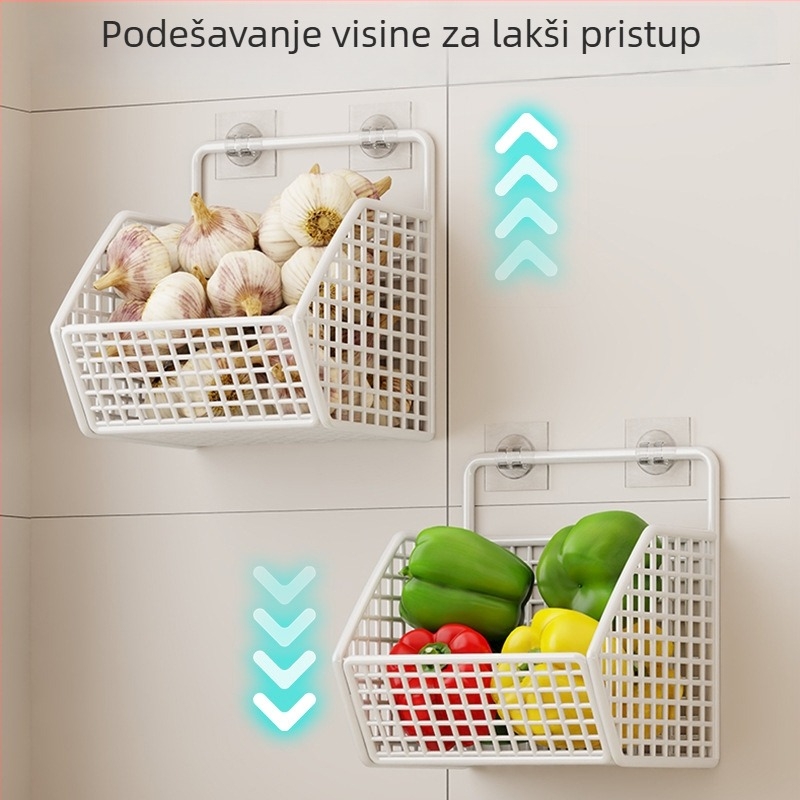 Fan lilin Zidni kuhinjski koš za skladištenje luka, đumbira i češnjaka — metalni umjetnički materijal, višenamjenski organizator začina, Model 2111749679531788672