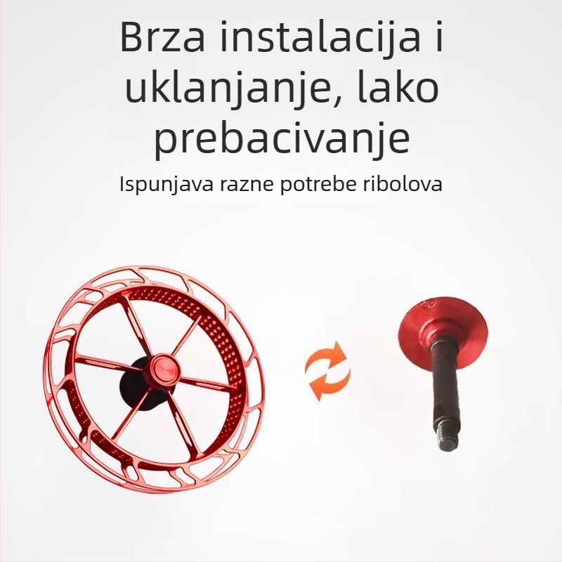 Spinning kolut za ribolov s ultra laganim metalnim diskom, jednostavna ugradnja, mehanizam protiv skakanja linije, ručni dijal, težina 40 g