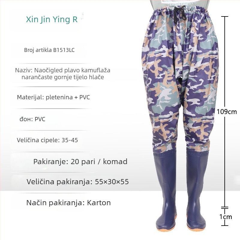 Unisex čizme za kišu s visokim vratom, gornji dio od pamuka, PVC đon, protuklizne