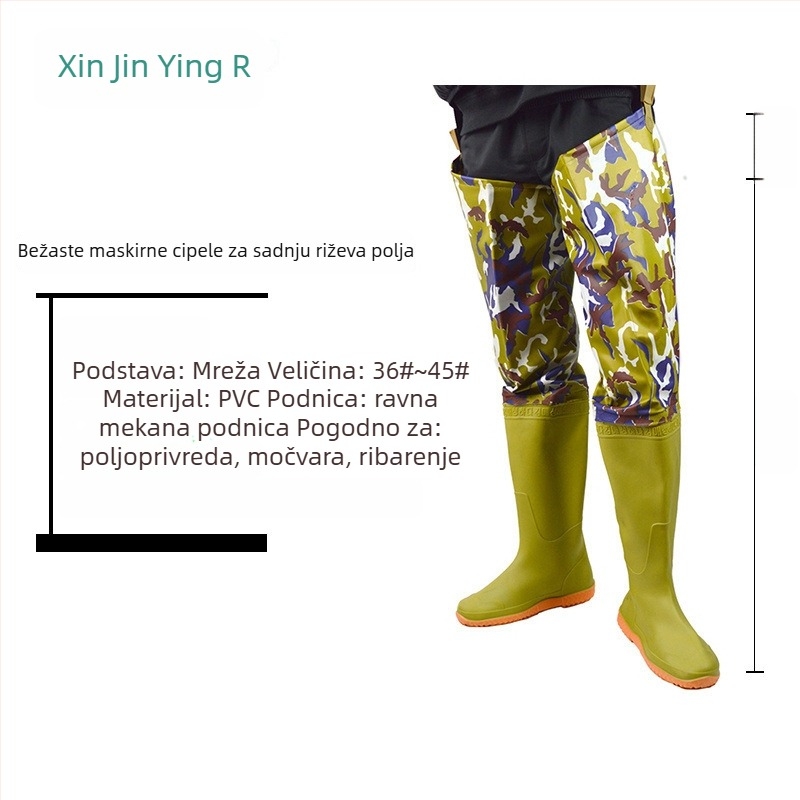 Unisex čizme za kišu s visokim vratom, gornji dio od pamuka, PVC đon, protuklizne
