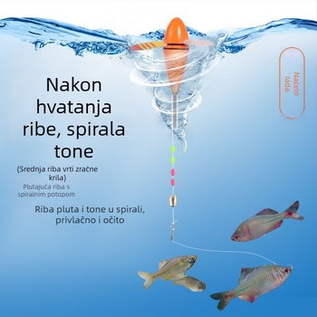 Set ribolovne linije za potok s brzim otpuštanjem rotirajućeg plovka i unaprijed zavezanih udica – karbonsko-plastična žica, 1 m dužine