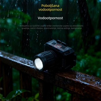 LED čelna lampica za vanjsku upotrebu s 360° rotacijom, 1W, 500 mAh baterija, domet 100–200 m