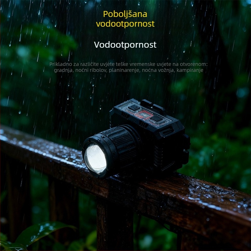 LED čelna lampica za vanjsku upotrebu s 360° rotacijom, 1W, 500 mAh baterija, domet 100–200 m