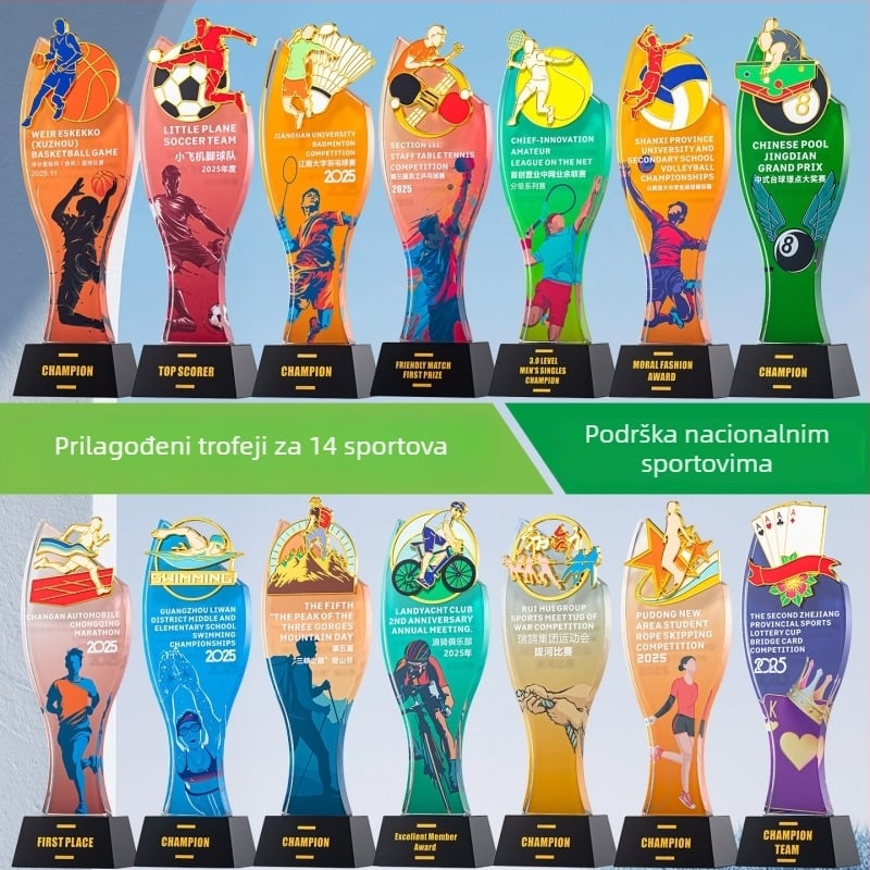 Sportska kristalna trofeja s prilagodljivim logotipom, težina oko 1 kg, Hanghao