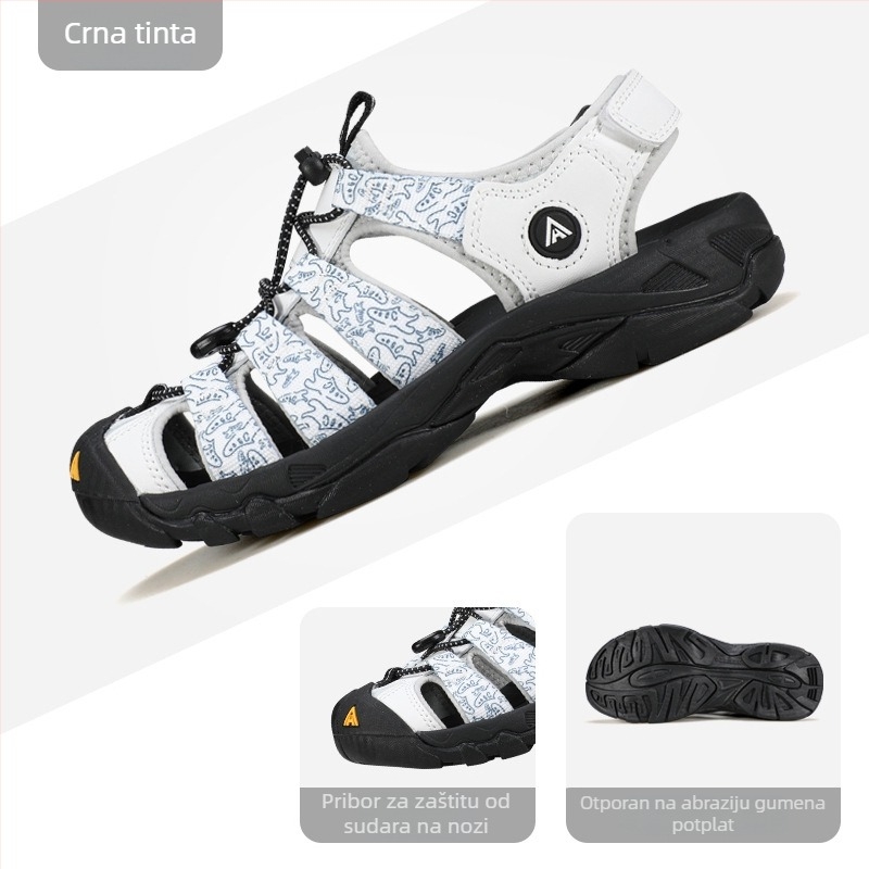 Cipele za riječnu šetnju s Velcro kopčom, protuklizna potplat, gornji dio od najlona i kože, mrežasti unutarnji sloj, niski profil