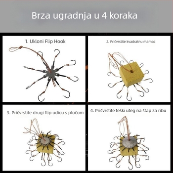 Set udica za ribolov – osmeročna kuka, bez bodlja, preklopna pločica i četvrtasta mamac za morski ribolov