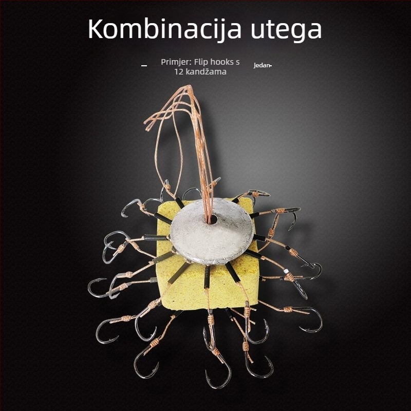 Set udica za ribolov – osmeročna kuka, bez bodlja, preklopna pločica i četvrtasta mamac za morski ribolov