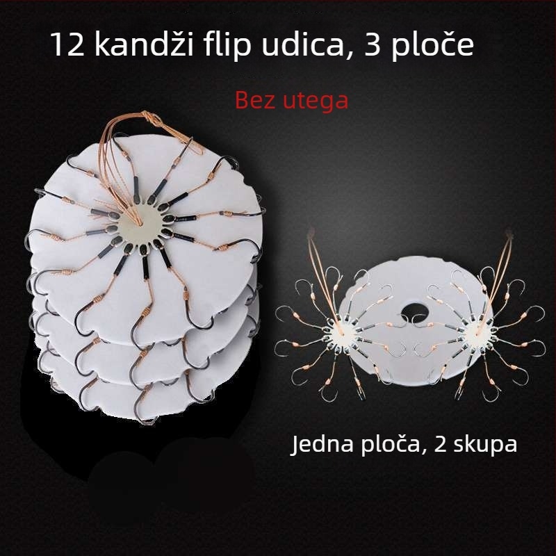 Set udica za ribolov – osmeročna kuka, bez bodlja, preklopna pločica i četvrtasta mamac za morski ribolov