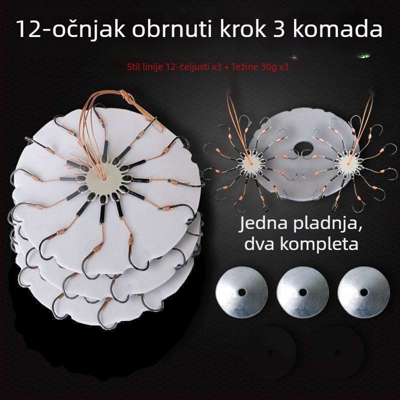 Set udica za ribolov – osmeročna kuka, bez bodlja, preklopna pločica i četvrtasta mamac za morski ribolov