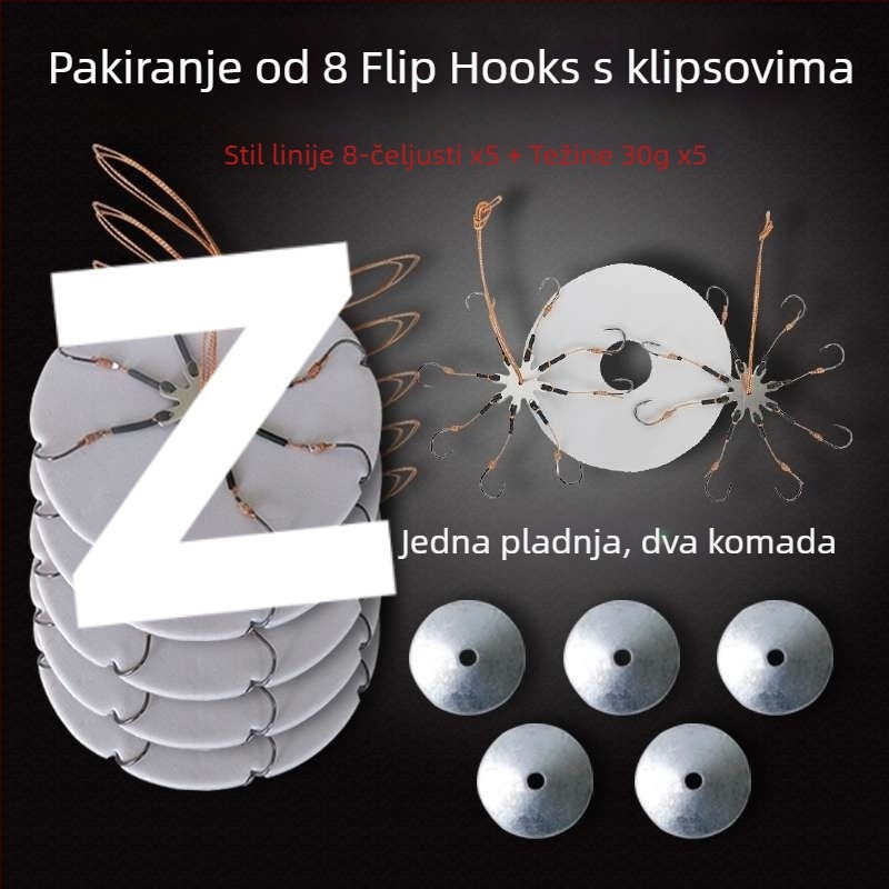 Set udica za ribolov – osmeročna kuka, bez bodlja, preklopna pločica i četvrtasta mamac za morski ribolov