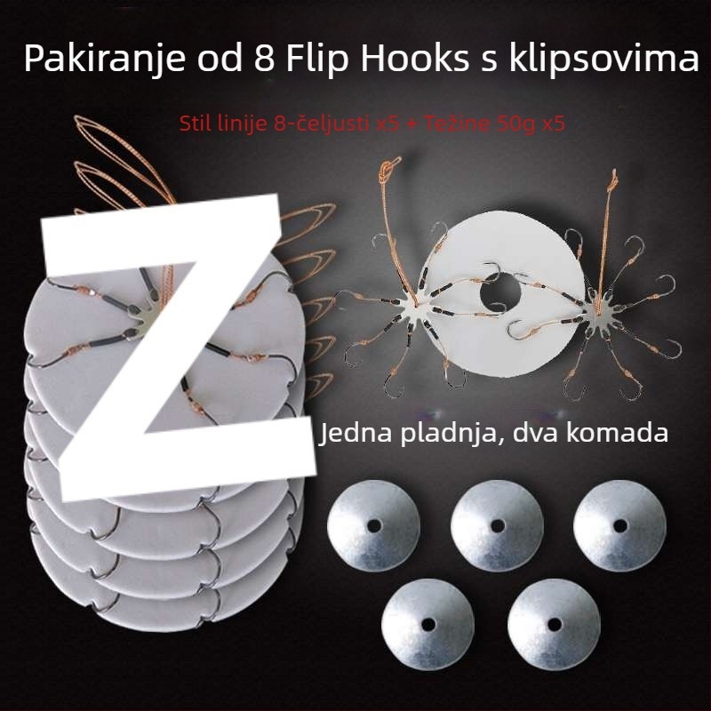 Set udica za ribolov – osmeročna kuka, bez bodlja, preklopna pločica i četvrtasta mamac za morski ribolov