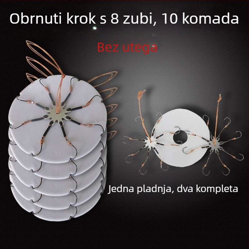 Set udica za ribolov – osmeročna kuka, bez bodlja, preklopna pločica i četvrtasta mamac za morski ribolov