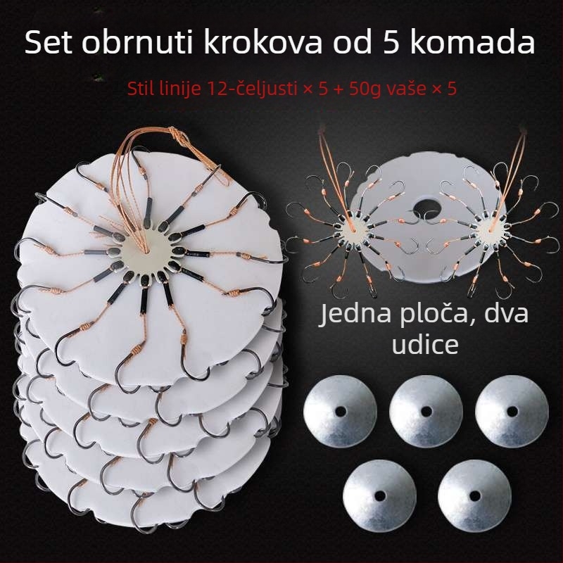 Set udica za ribolov – osmeročna kuka, bez bodlja, preklopna pločica i četvrtasta mamac za morski ribolov