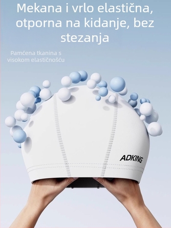 ADKING Plivačka kapa za odrasle — vodootporna, prozračna, za dugu kosu, zaštita uha, spandex-poliester