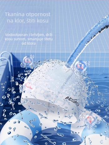 ADKING Plivačka kapa za odrasle — vodootporna, prozračna, za dugu kosu, zaštita uha, spandex-poliester