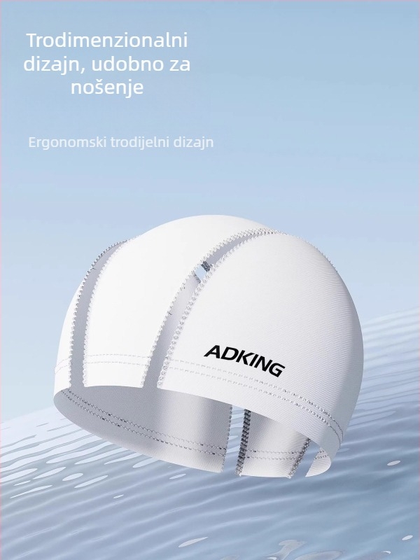 ADKING Plivačka kapa za odrasle — vodootporna, prozračna, za dugu kosu, zaštita uha, spandex-poliester