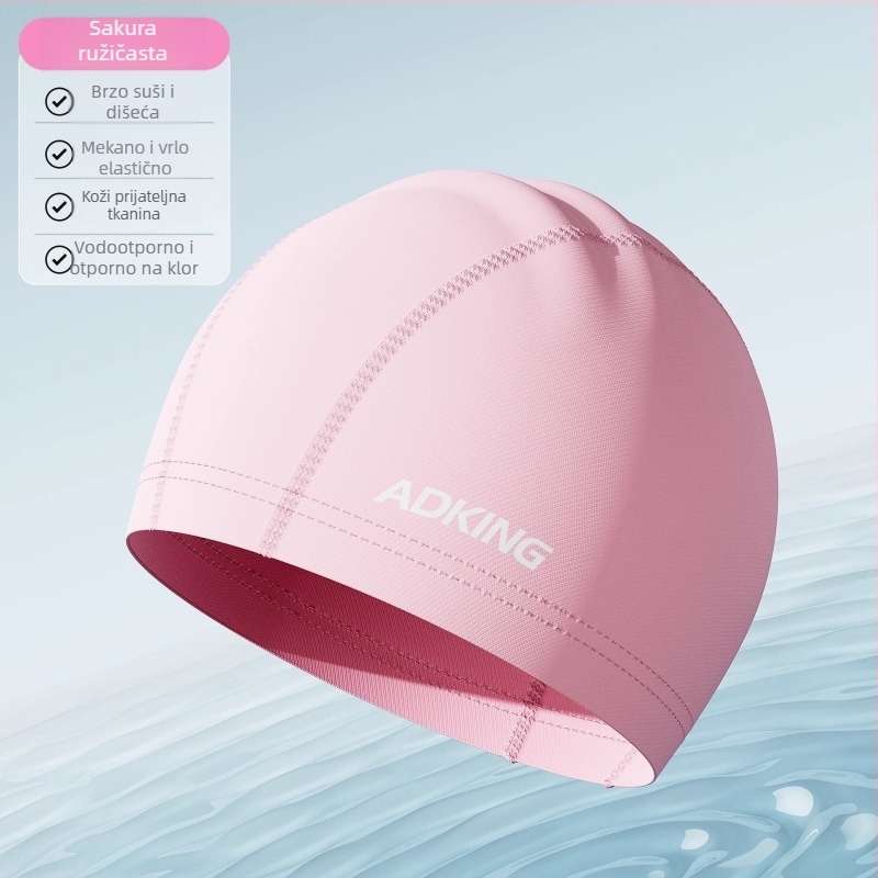 ADKING Plivačka kapa za odrasle — vodootporna, prozračna, za dugu kosu, zaštita uha, spandex-poliester