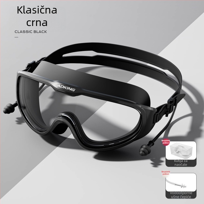 ADKING Plivačka kapa za odrasle — vodootporna, prozračna, za dugu kosu, zaštita uha, spandex-poliester