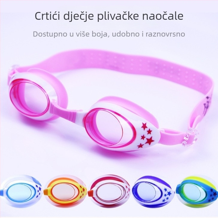 Dječji set za plivanje: silikon kapa i naočale s antifog lećama od polikarbonata, dizajn ajkule