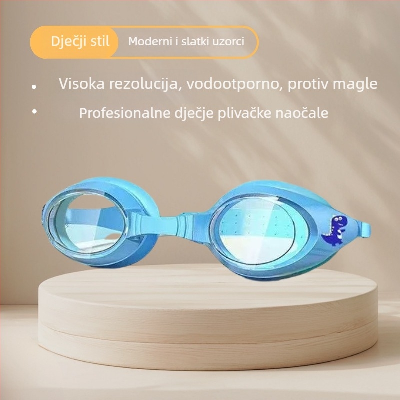 Dječji set za plivanje: silikon kapa i naočale s antifog lećama od polikarbonata, dizajn ajkule