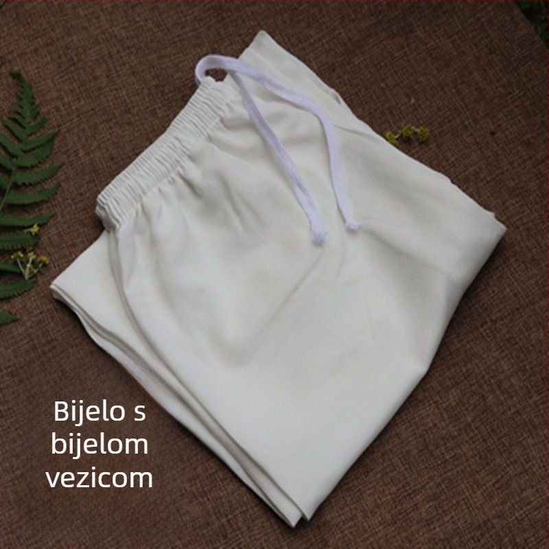 Muške Tai Chi hlače - slobodan kroj, corduroy tkanina s lanom do 30% sadržaja, trening hlače za borilačke vještine