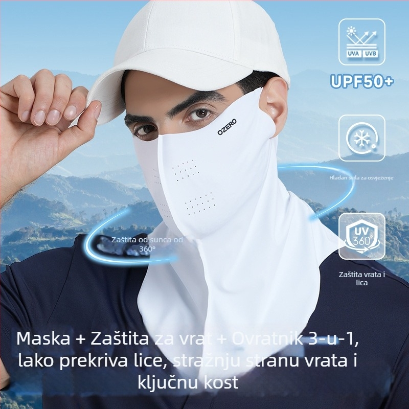 OZERO Ice Silk Maska s zaštitom vrata za outdoor biciklizam — brzo sušenje, prozračna, ultra lagana, otporna na vjetar, zaštita od sunca; Materijal: 85% najlon + 15% spandex