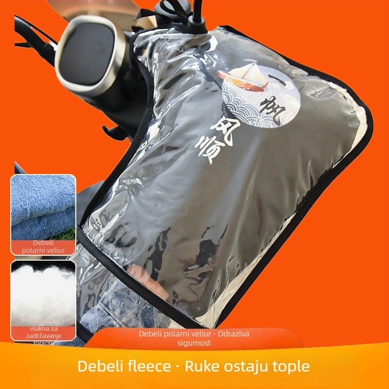 Pokrov ručice električnog motocikla sa zimskom fleece podstavom, debeli topli PVC vodootporan