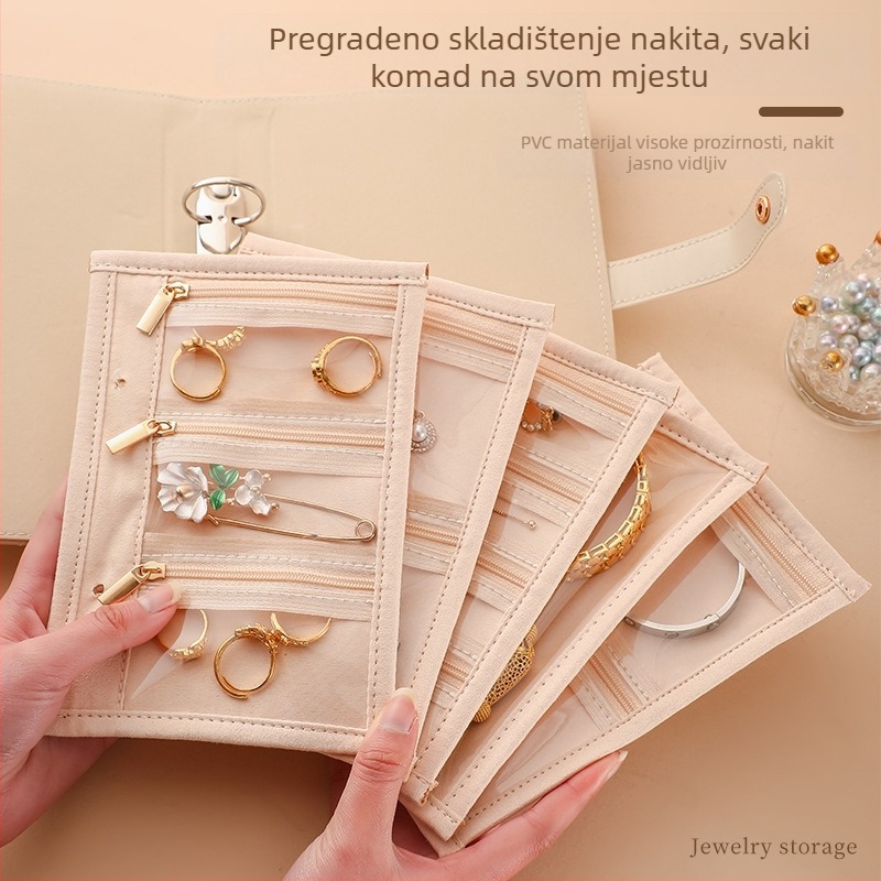 Novi veliki kožni organizator za nakit, zaštita od oksidacije, prilagodljivi putni clutch uz baršunastu torbicu
