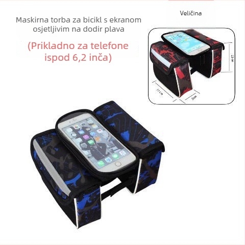 Set torbi za MTB bicikl: torba za prednju gornju cijev, torba s dodirnim zaslonom, torba za gornju cijev, vodootporna sjedišna torba