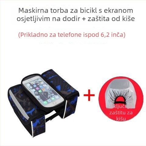 Set torbi za MTB bicikl: torba za prednju gornju cijev, torba s dodirnim zaslonom, torba za gornju cijev, vodootporna sjedišna torba